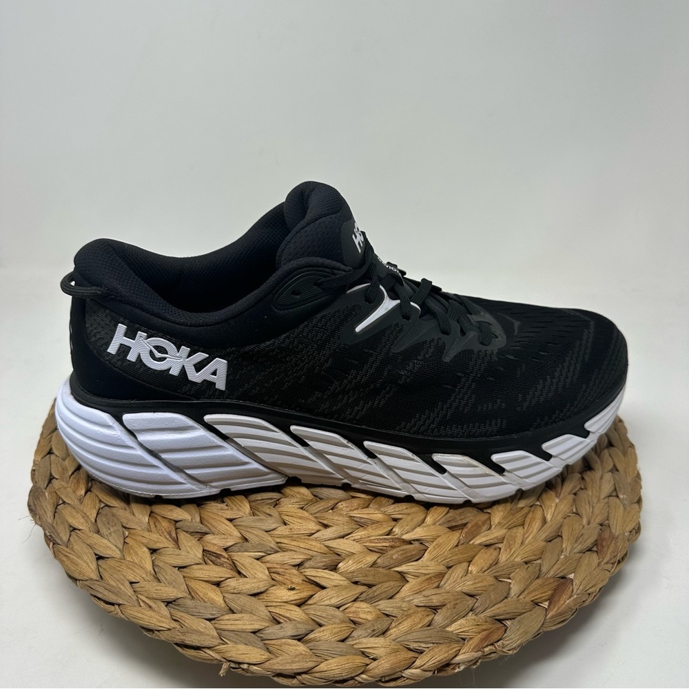 HOKA ONE Gaviota 4 Trail Running Shoes Black White Size 12 Wide
